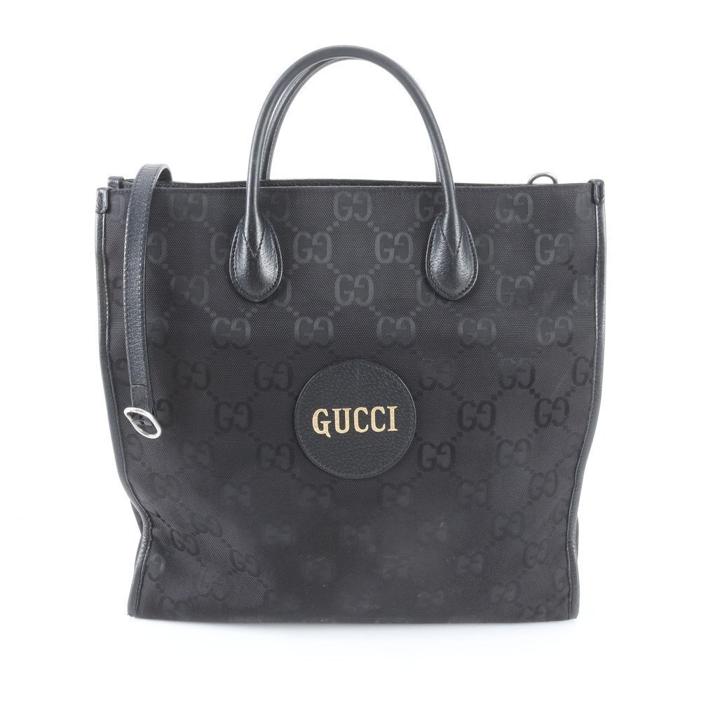 Gucci Beige the Grid GG Leather Tote Bag Black